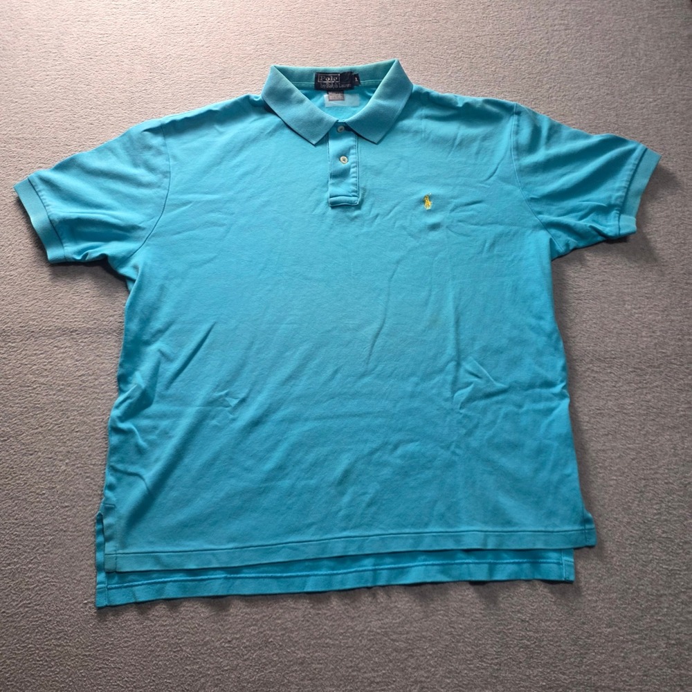 Polo Ralph Lauren Shirt Mens Lg Turquoise Blue Yellow Pony golf College preppy